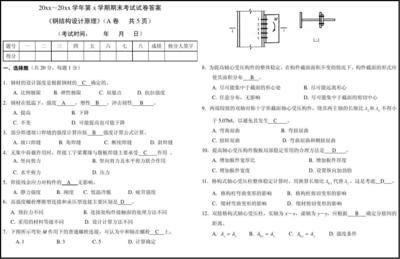 鋼結(jié)構(gòu)期末試卷及答案（翼緣局部穩(wěn)定條件,偏心壓桿穩(wěn)定計算,承重結(jié)構(gòu)用鋼材性能）